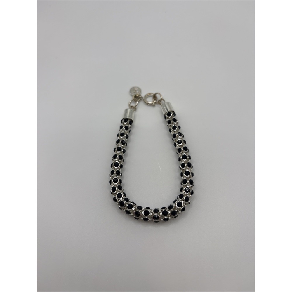 Swarovski Black Crystal Stone Silver Toned Bracelet